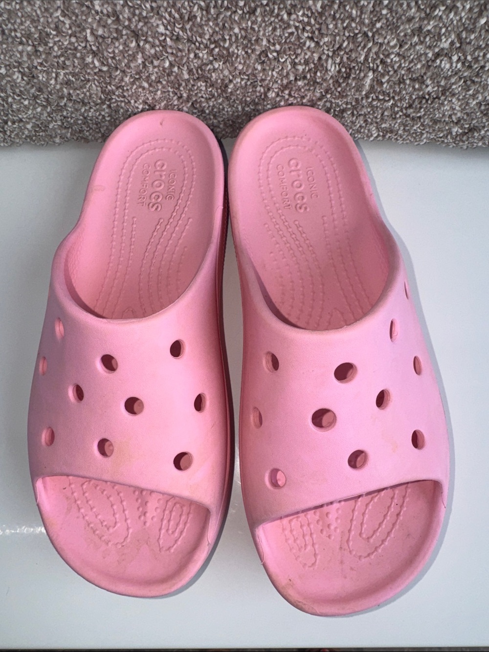 CROCS Womens Pink Slide Clogs
